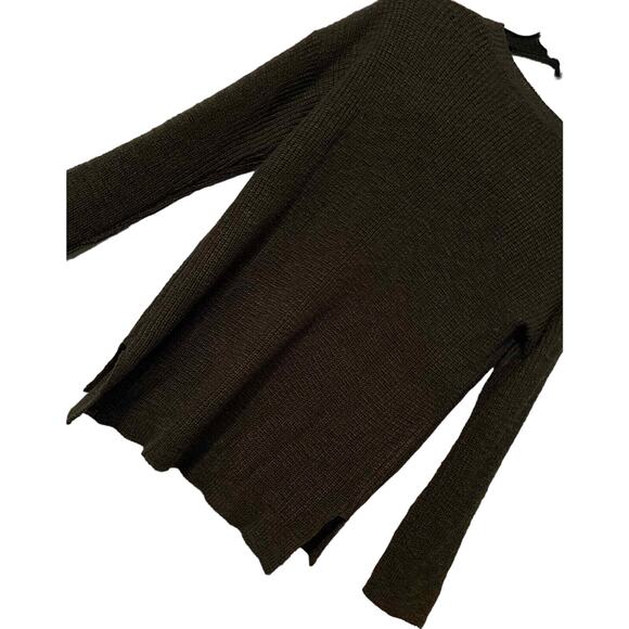 Pink Rose Dark Green Ribbed Knit Sweater Medium Soft 100% Acrylic CottageCore - Picture 6 of 12